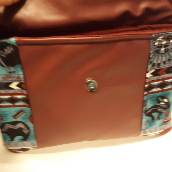 NEW Faux Leather Western Envelope Purse Clutch Wristlet Bag Wine Teal Bear Aztec - Picture 7 of 8